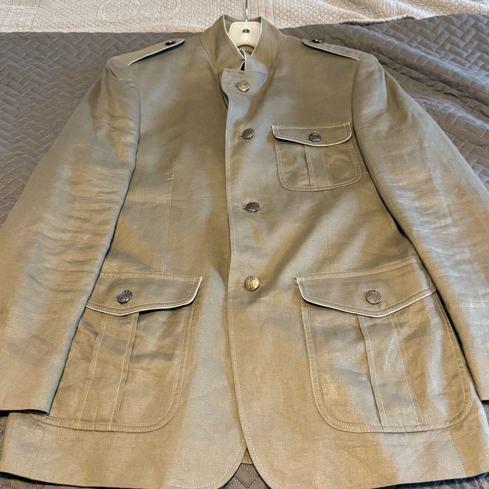 Men's Olive Green Military Safari Utility Jacket - Picture 4 of 13